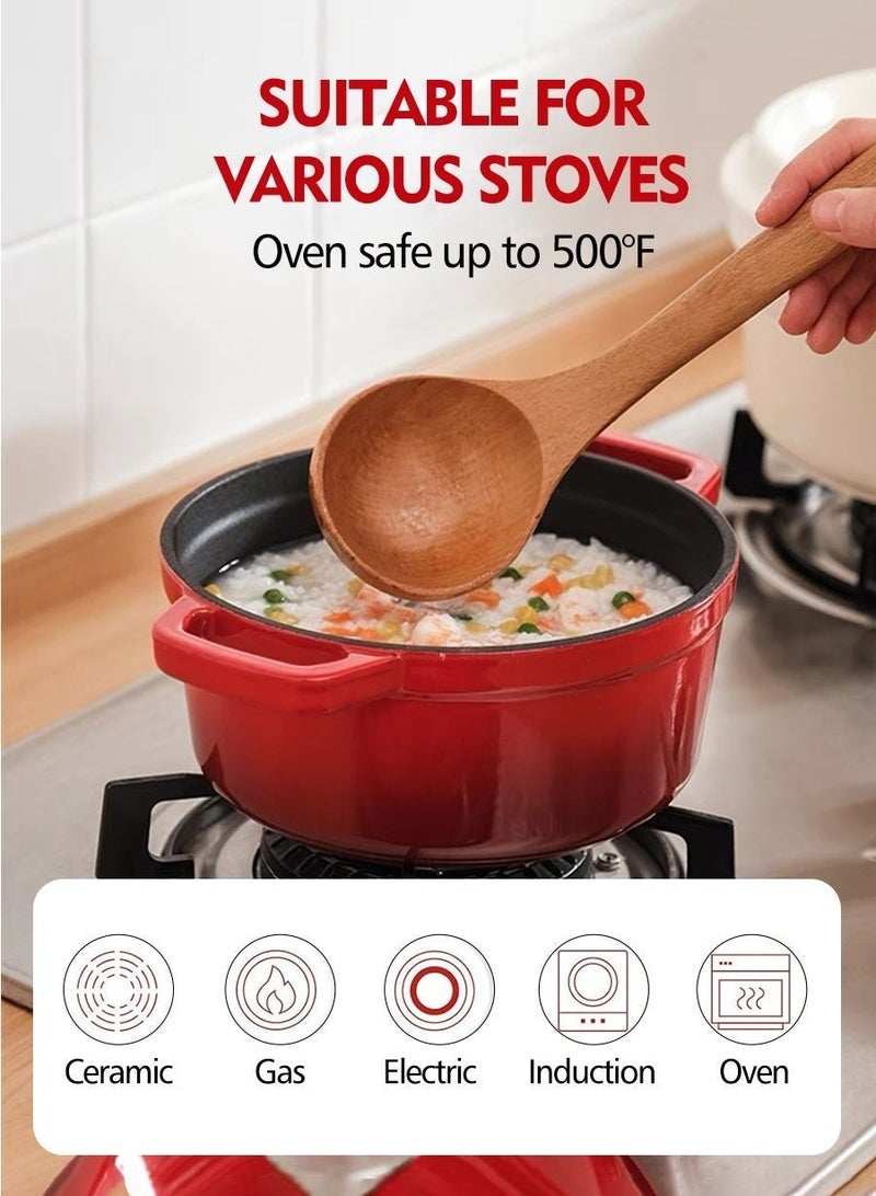 Double bottom enamel pot, enamel cast iron Dutch oven pot 4 quarts, very suitable for cooking, stewing, frying and baking, multifunctional enamel pot, thick stew pot for home kitchen, multifunctional non stick double ear soup pot - Image 2